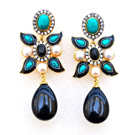 Onyx Turquoise Earrings